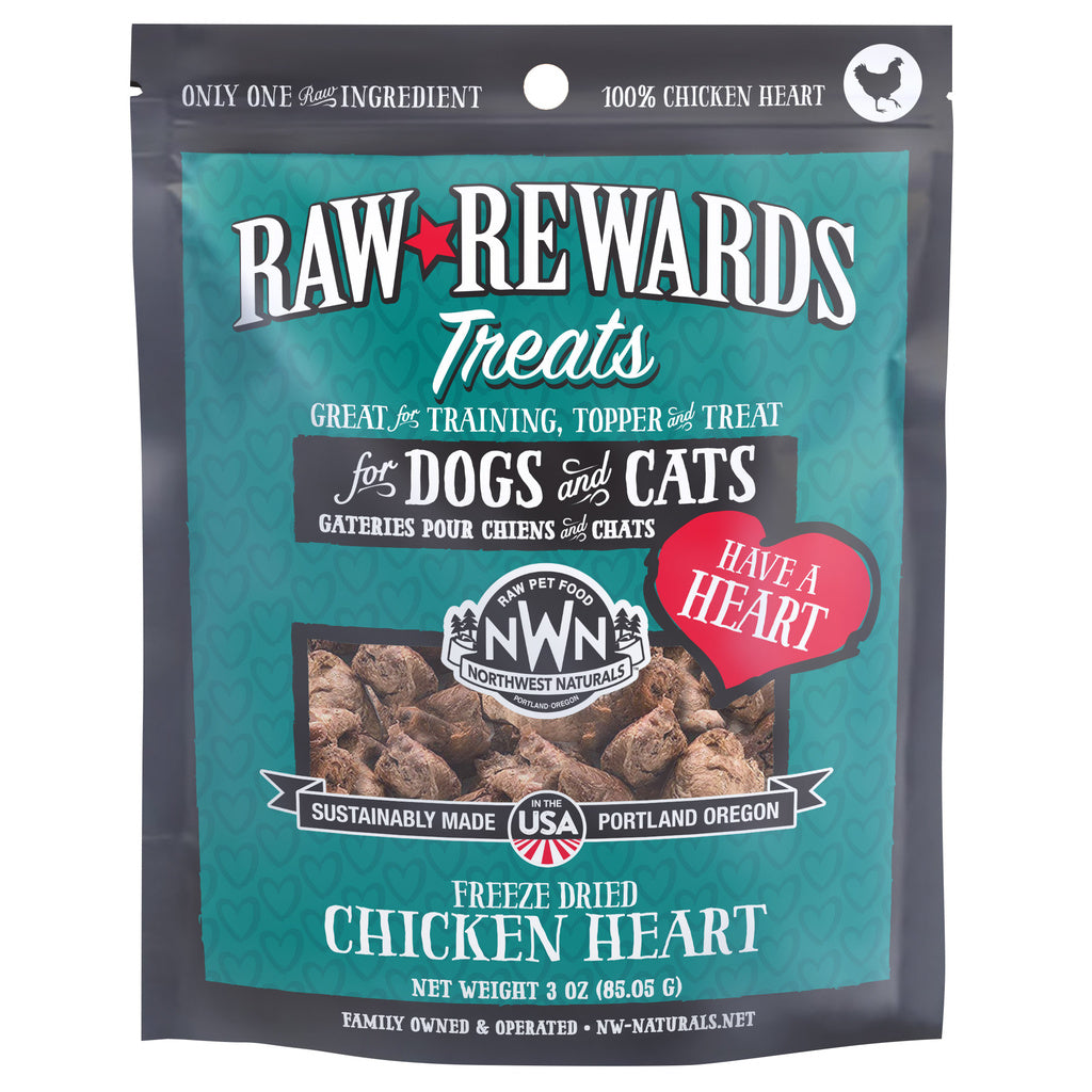Northwest Naturals Raw Rewards Freeze Dried Chicken Hearts Dog & Cat Treats, 3 oz