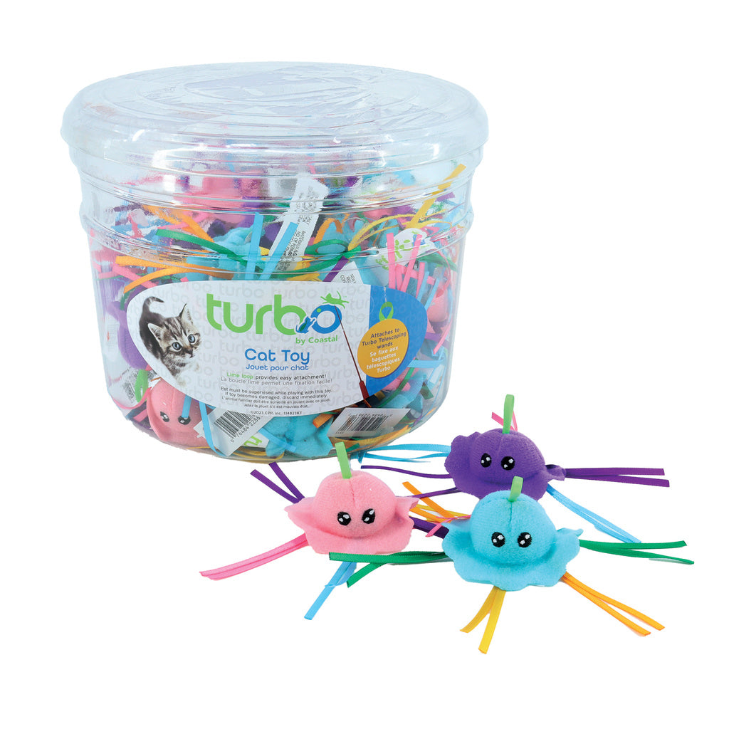 Turbo Jellyfish Cat Toy with Lime Loop & Ribbons - Assorted Colors