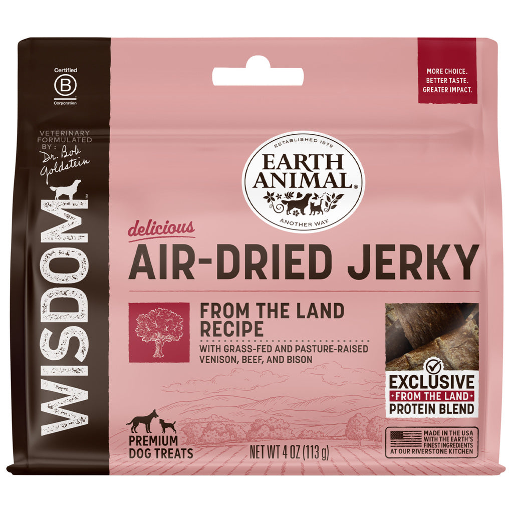 Earth Animal Wisdom Air-Dried Jerky From The Land Recipe Dog Treats, 4 oz