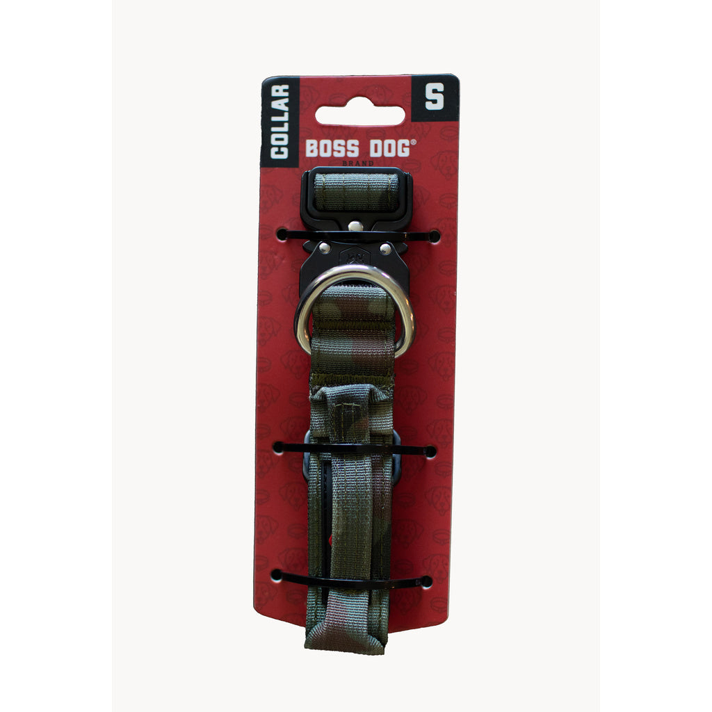 Boss Dog Tactical Collar - Green Camo, Small, 1" Wide, 13-16" Neck Adjustable