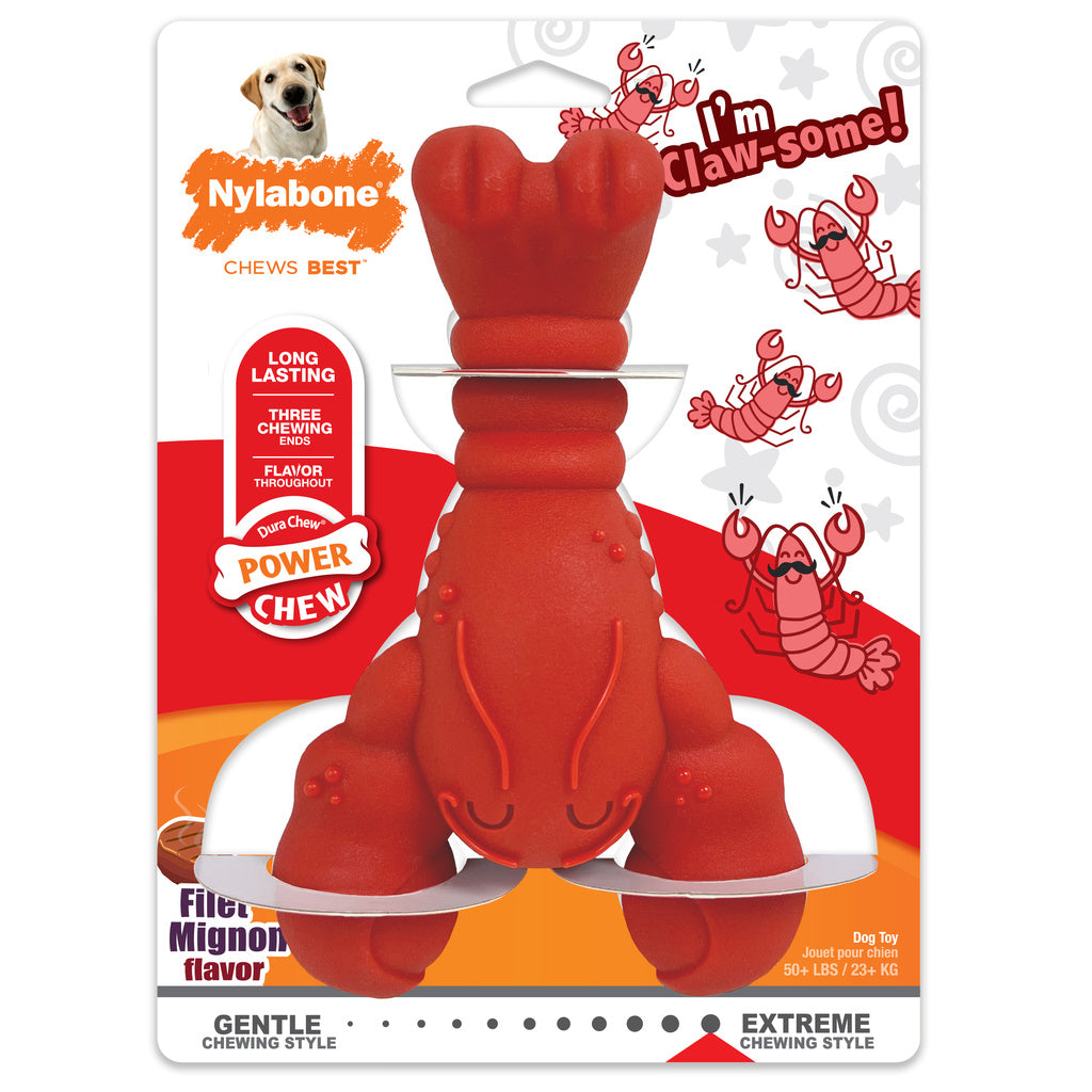 Nylabone Lobster Power Chew Toy for Dogs X-Large, Filet Mignon Flavor, Aggressive Chewers
