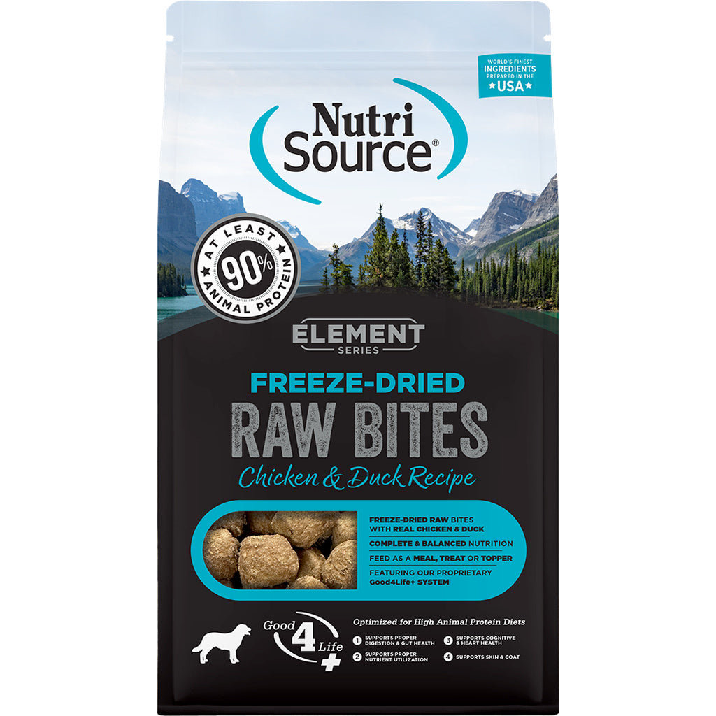 NutriSource Element Series Chicken and Duck Freeze Dried Raw Bites Dog Food, 10 oz