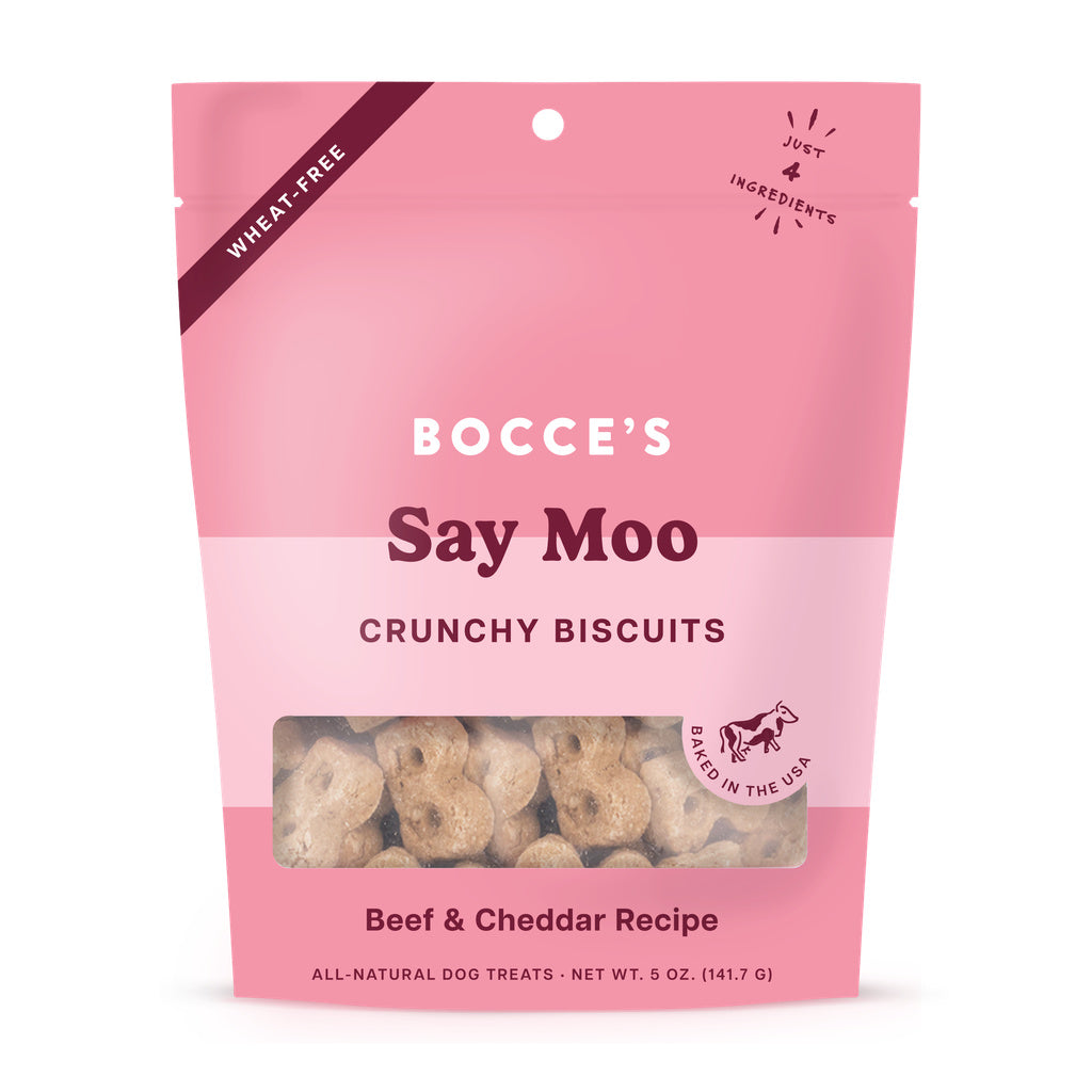Bocce's Bakery Say Moo Dog Treats - Beef & Cheddar Biscuits, 5 oz Everyday Wheat-Free