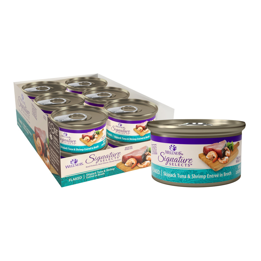 Wellness CORE Signature Selects Flaked Tuna & Shrimp Grain-Free Wet Cat Food, 2.8 oz Can