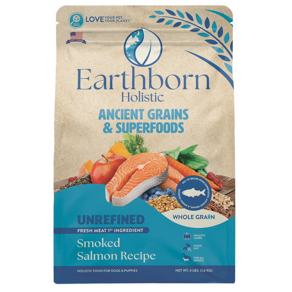 Earthborn Holistic Unrefined Smoked Salmon with Ancient Grains Dry Dog Food, 4 lb