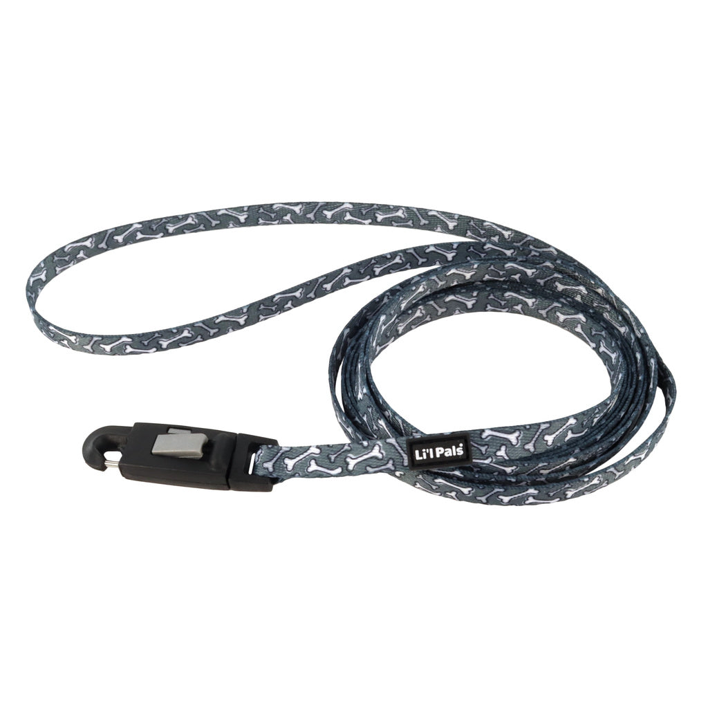 Li'l Pals Patterned Dog Leash - Grey Bones - X-Small - 3/8" x 6' - E-Z Snap