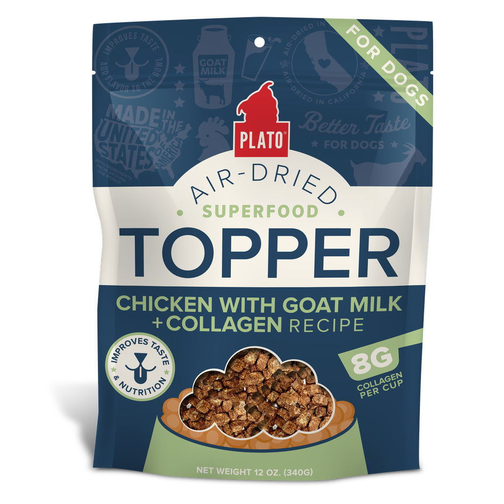 Plato Pet Treats Superfood Topper - Chicken, Goat Milk & Collagen - 12oz Dog Food Topper