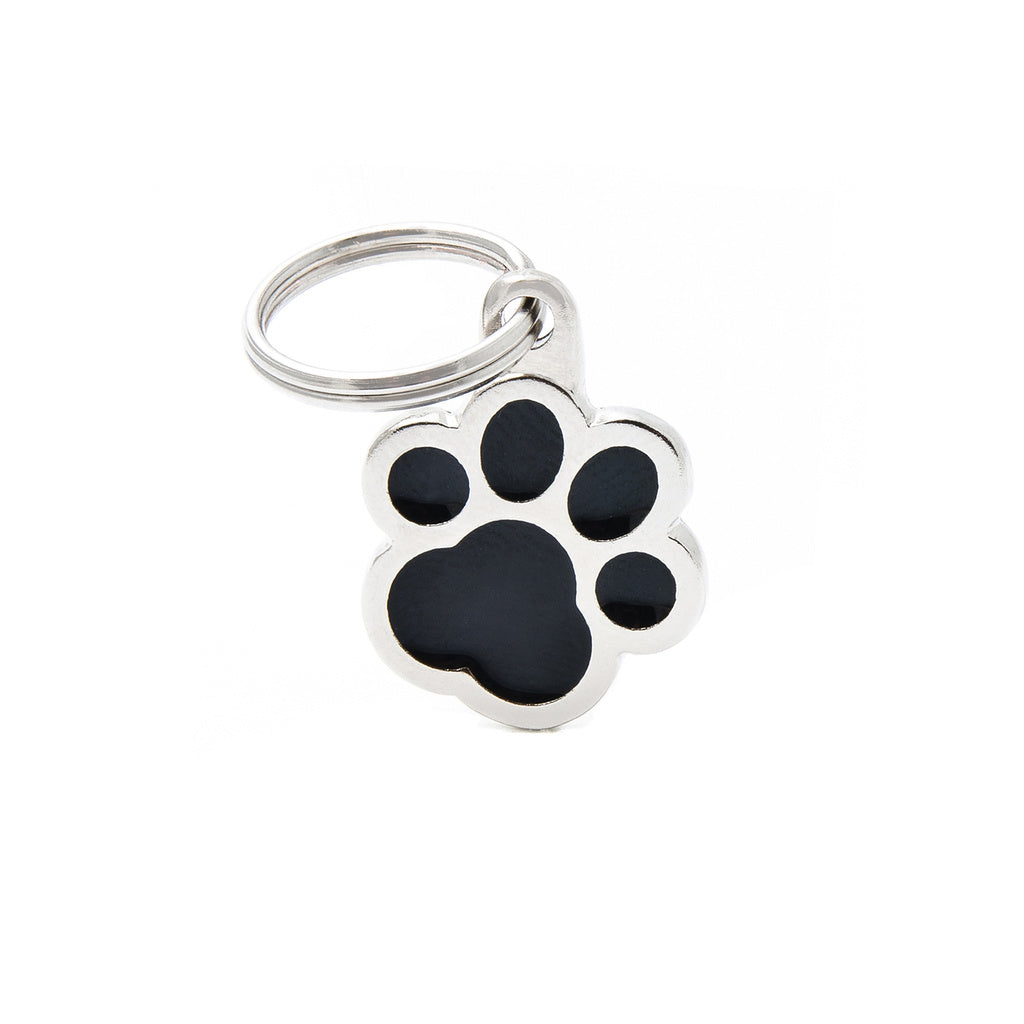 MyFamily Classic Small Black Paw ID Tag - Pet Identity Tag