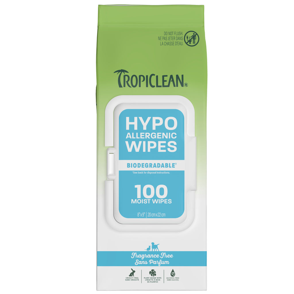 TropiClean Hypoallergenic Pet Wipes - Fragrance-Free, Deodorizing - 100 Count
