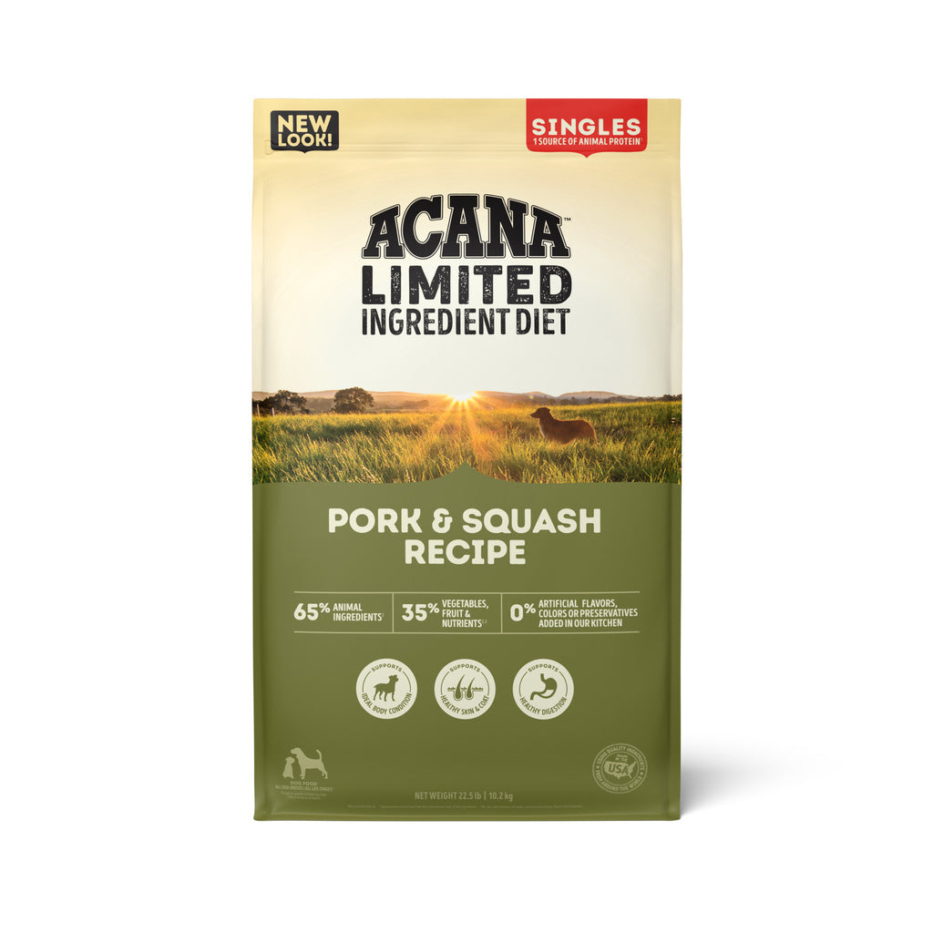 Acana Singles Pork & Squash Grain-Free Limited Ingredient Dog Food, 25 lb