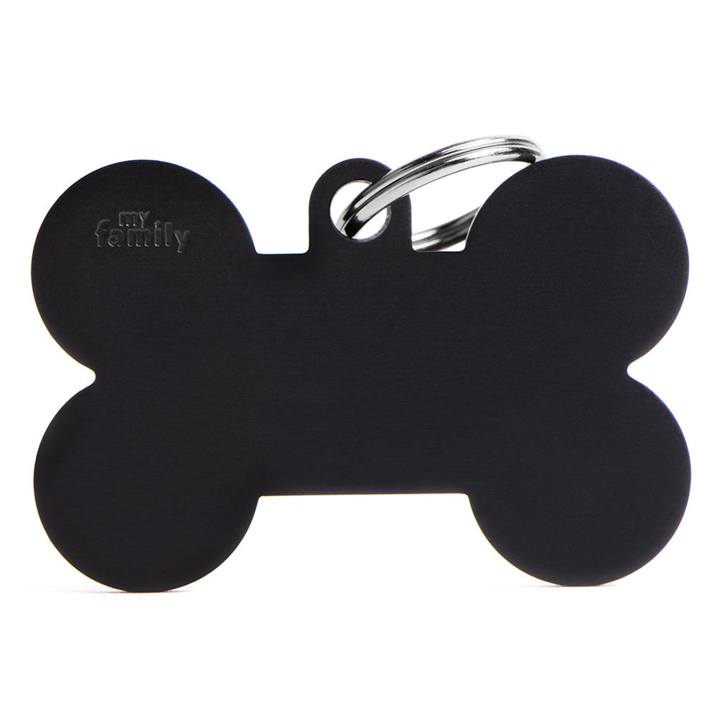MyFamily Basic XL Black Bone Aluminum Pet ID Tag