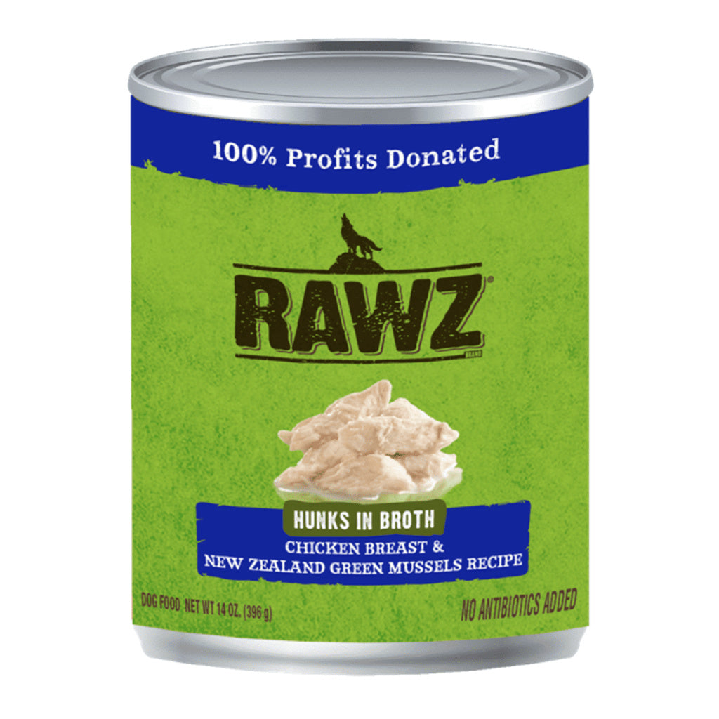 Rawz Hunks in Broth Chicken & New Zealand Green Mussel Dog Food, 10 oz