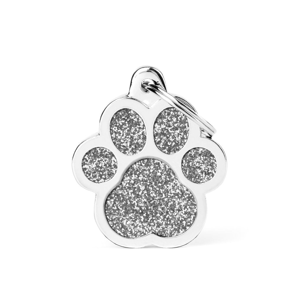My Family Shine Collection Big Paw Glitter Pet ID Tag - Grey - Large