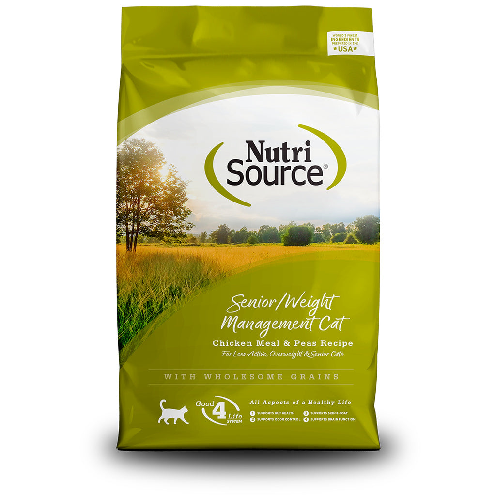 NutriSource Senior/Weight Management Cat Food, Chicken & Peas Recipe, 12 lb Bag