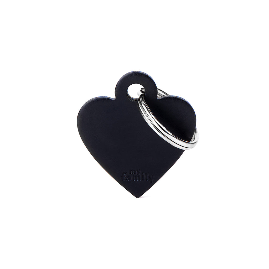 MyFamily Basic Small Aluminum Black Heart Pet ID Tag