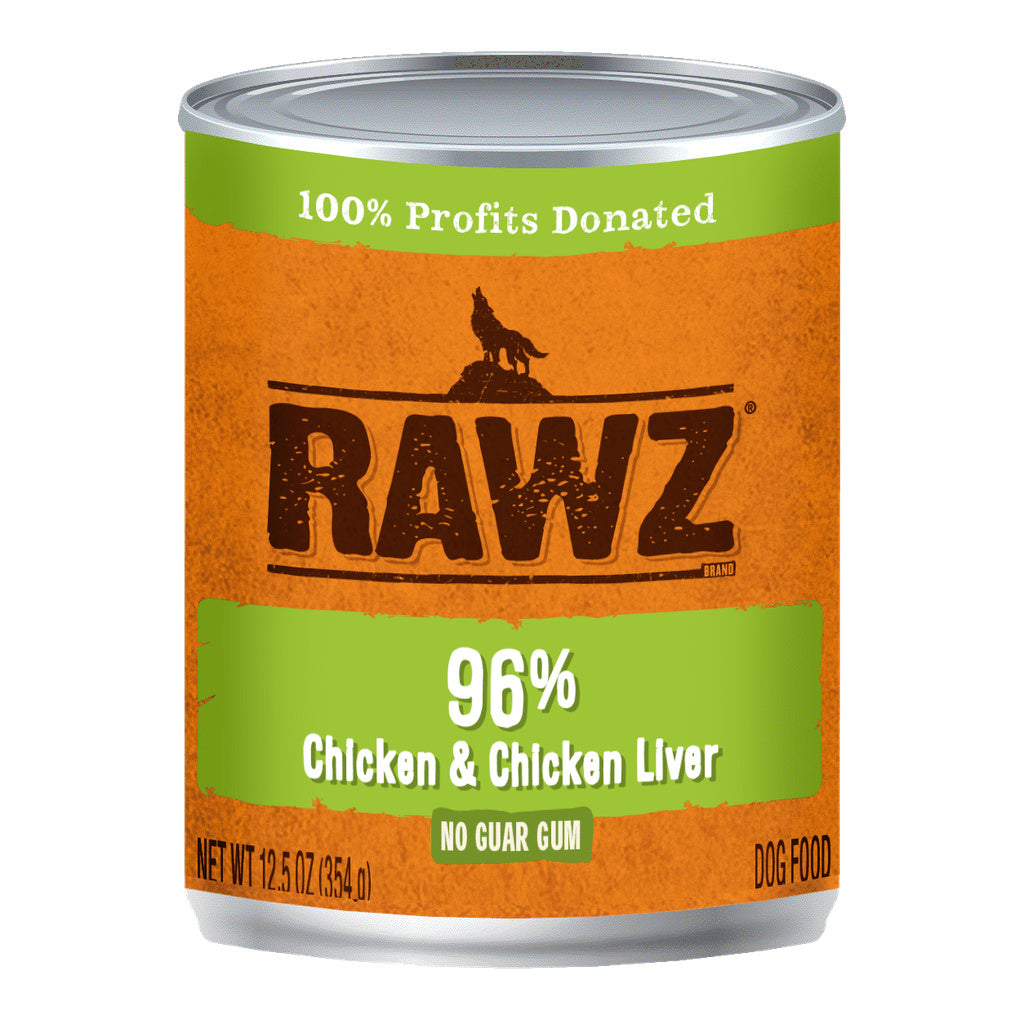 Rawz 96% Chicken & Chicken Liver Pate Grain-Free Canned Dog Food, 12.5 oz