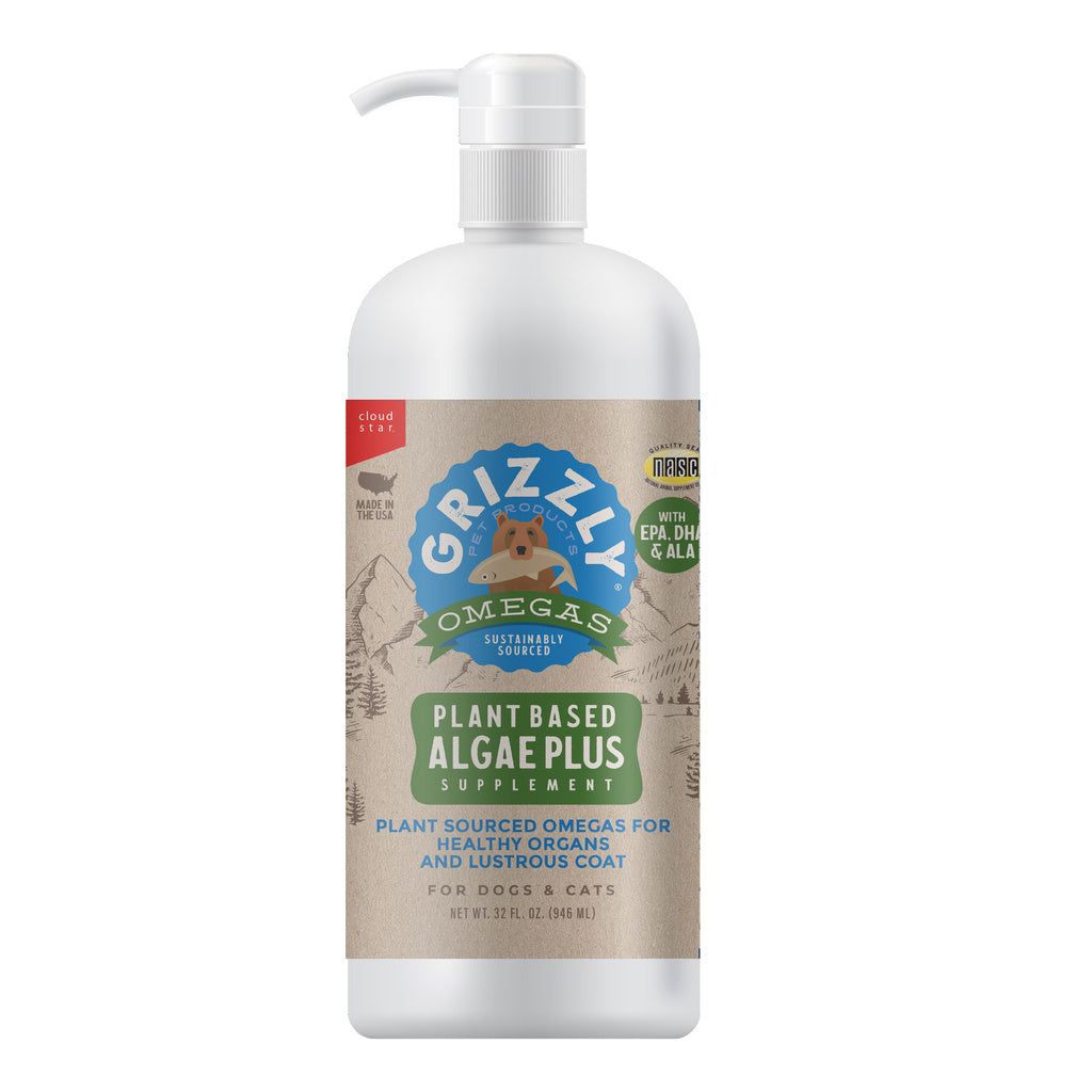 Grizzly Algal Plus Omega 3-6-9 Supplement for Dogs & Cats - 32 oz Plant-Based Oil