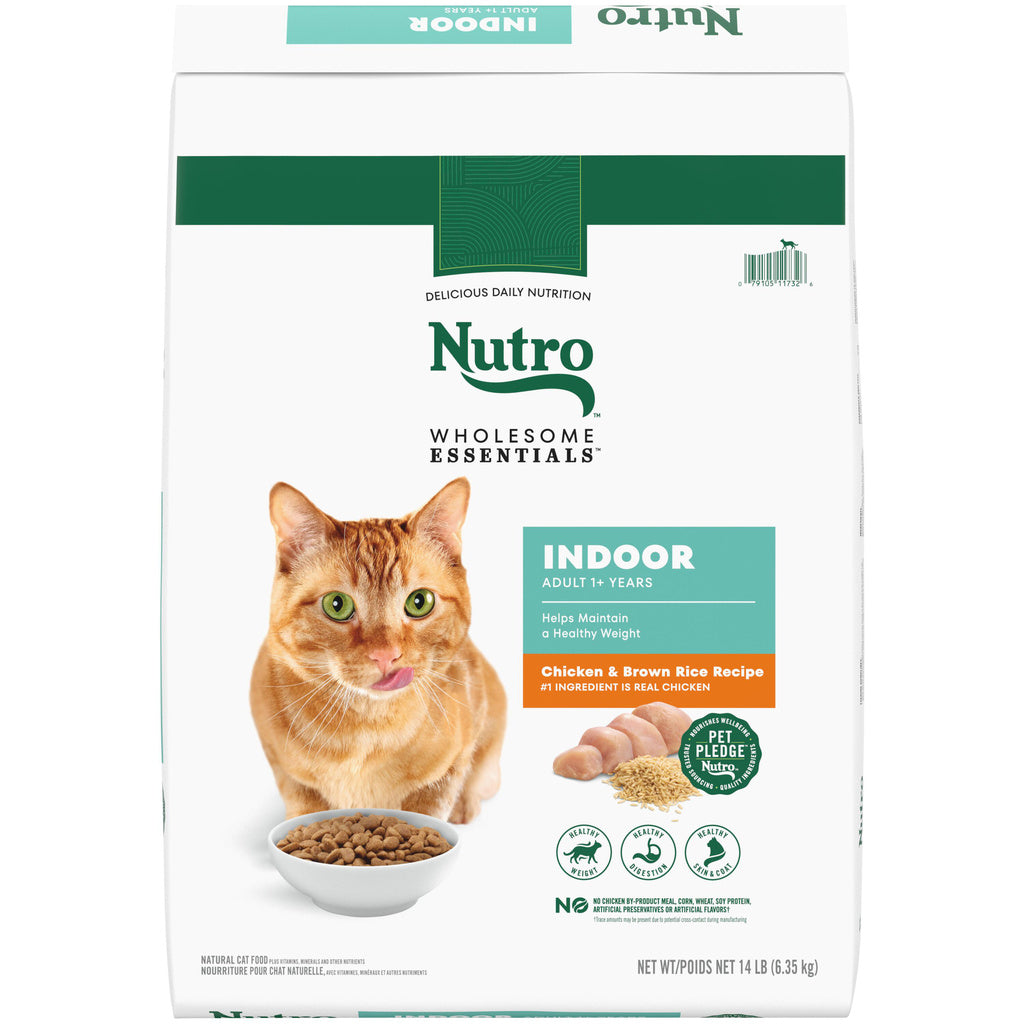 Nutro Wholesome Essentials Indoor Cat Food, Chicken & Brown Rice Recipe, 14 lb Bag