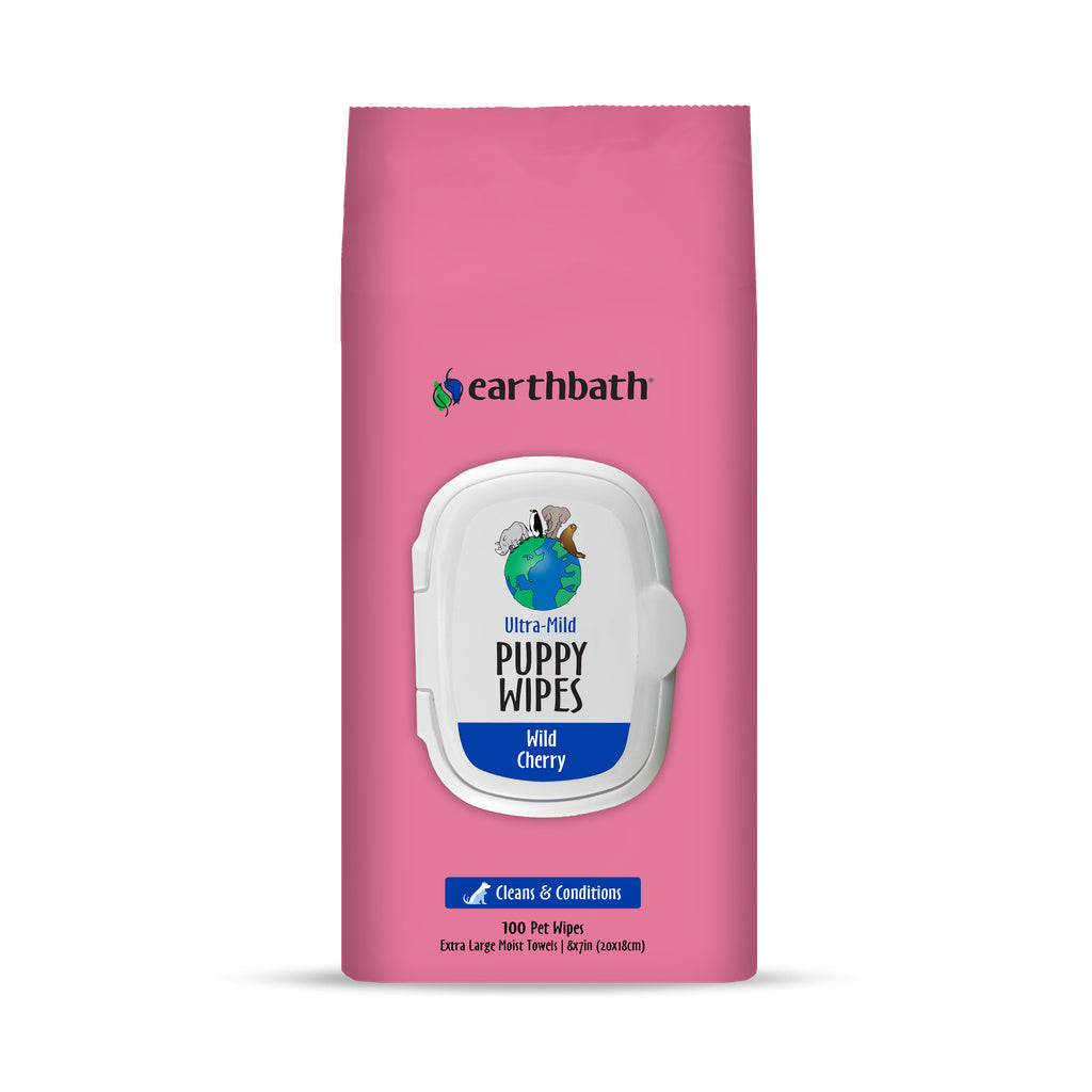 Earthbath Ultra-Mild Puppy Wipes - Wild Cherry - 100 Count