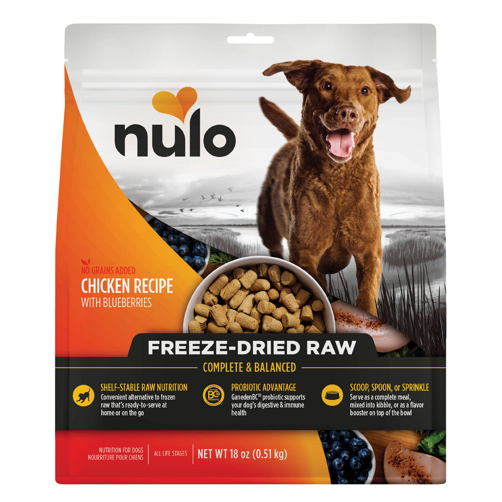 Nulo Freeze Dried Raw Dog Food - Chicken & Blueberries Recipe - 18 oz Bag