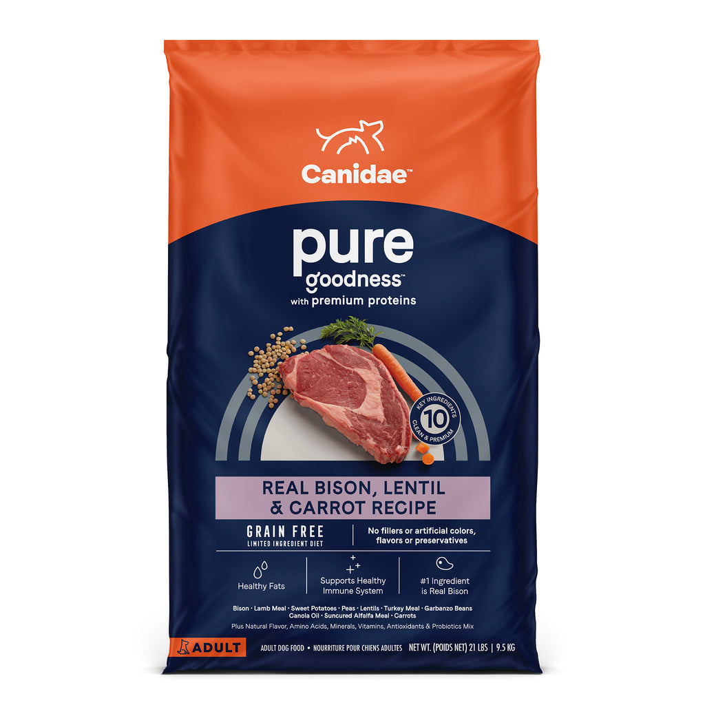 Canidae PURE Grain-Free Bison, Lentil & Carrot Recipe Adult Dry Dog Food, 21-22 lb