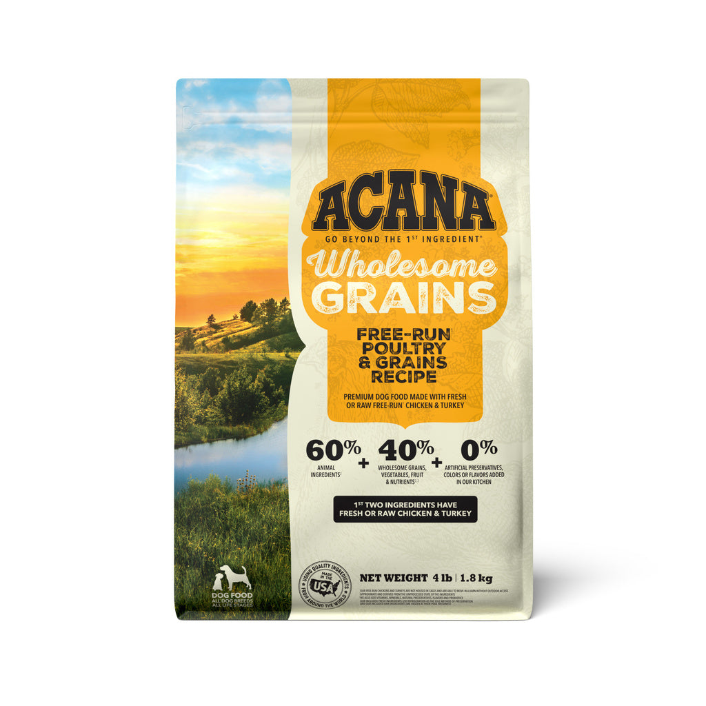 ACANA Wholesome Grains Free-Run Poultry Recipe Dry Dog Food, 4 lb Bag