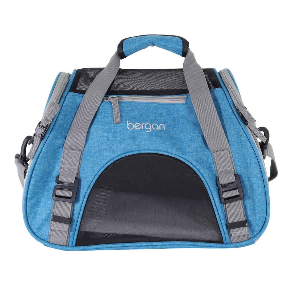 Bergan Comfort Carrier - Large Pet Carrier for Dogs & Cats - Bermuda Blue, 19x10x13