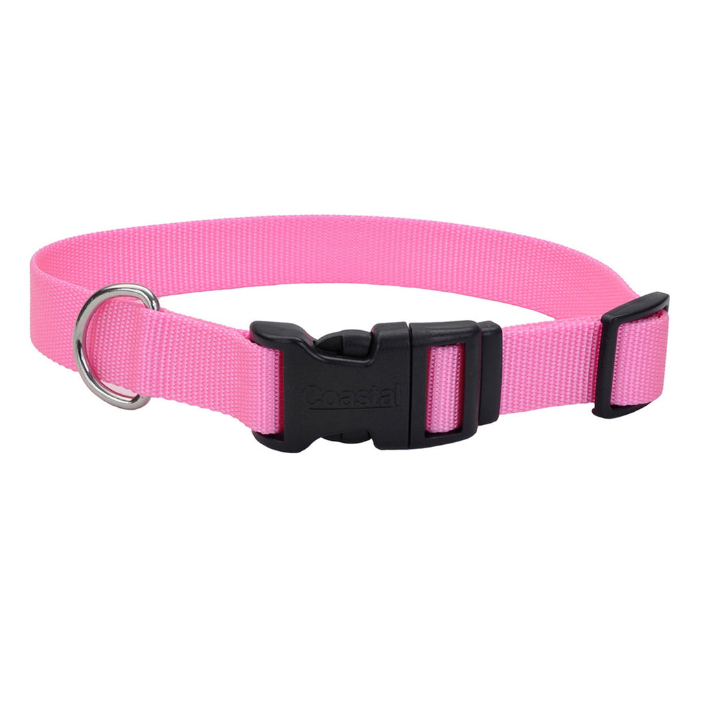 Coastal Adjustable Nylon Dog Collar Pink 5/8 in x 10-14 in