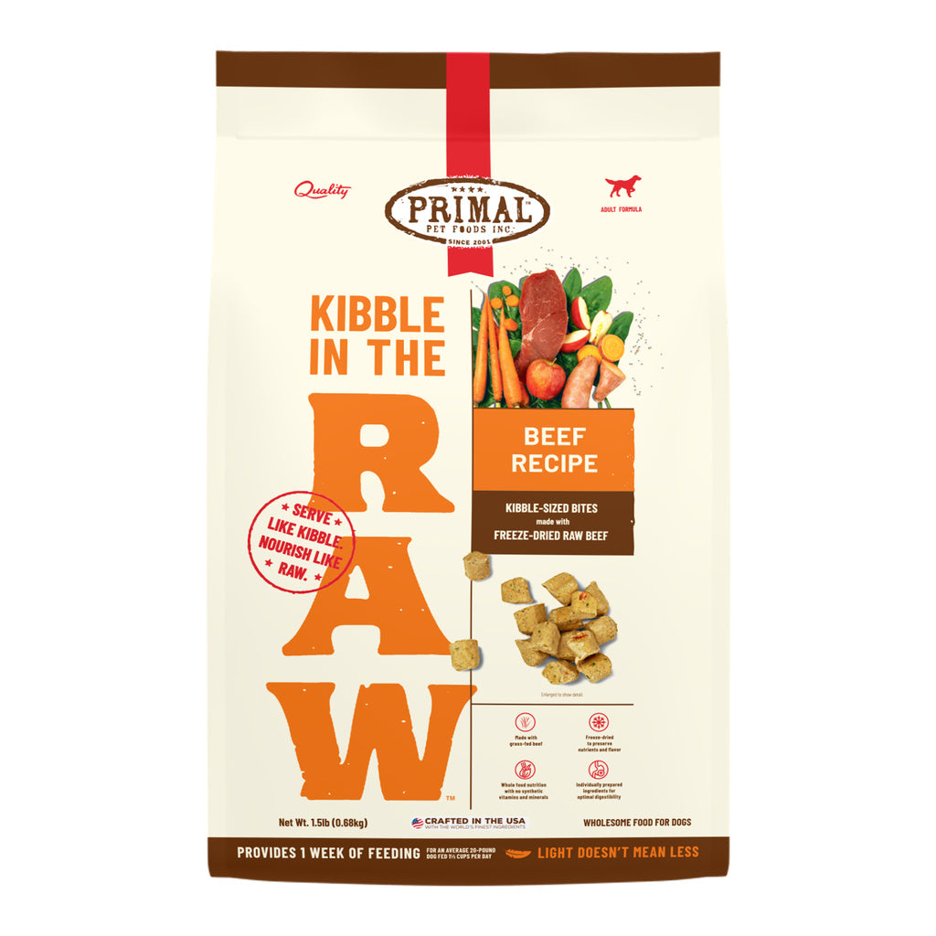 Primal Kibble in the Raw Freeze Dried Dog Food, Beef Recipe, 1.5 lb