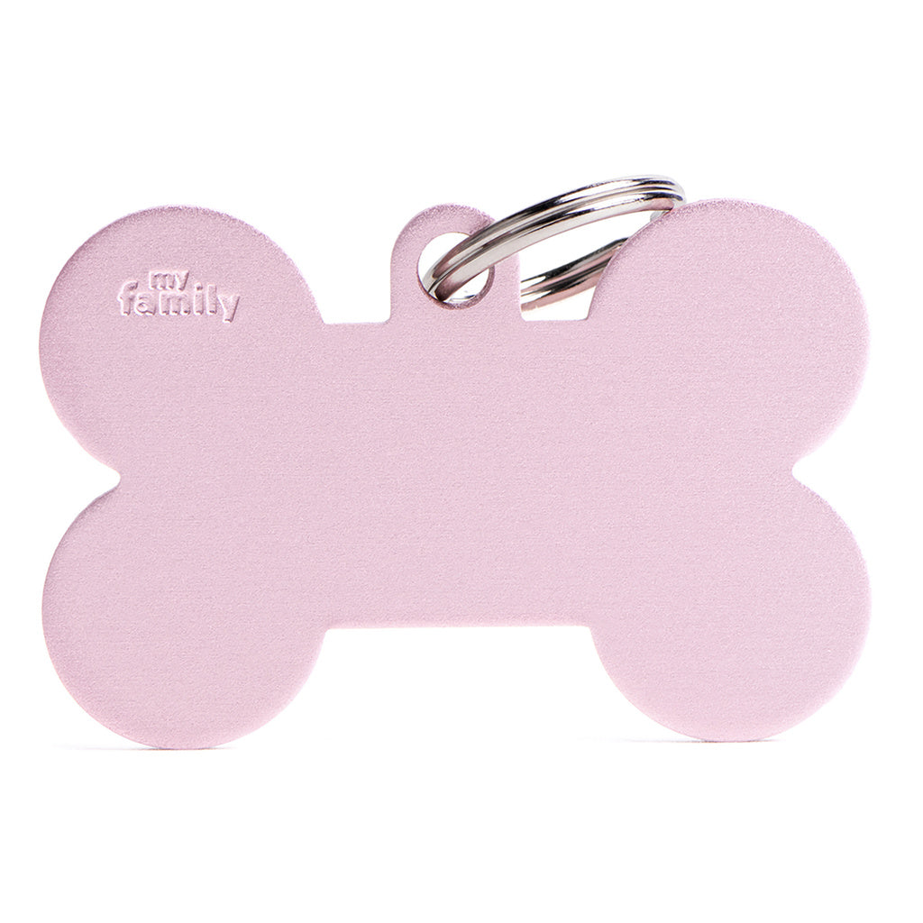 My Family Basic XL Aluminum Pink Bone Pet ID Tag