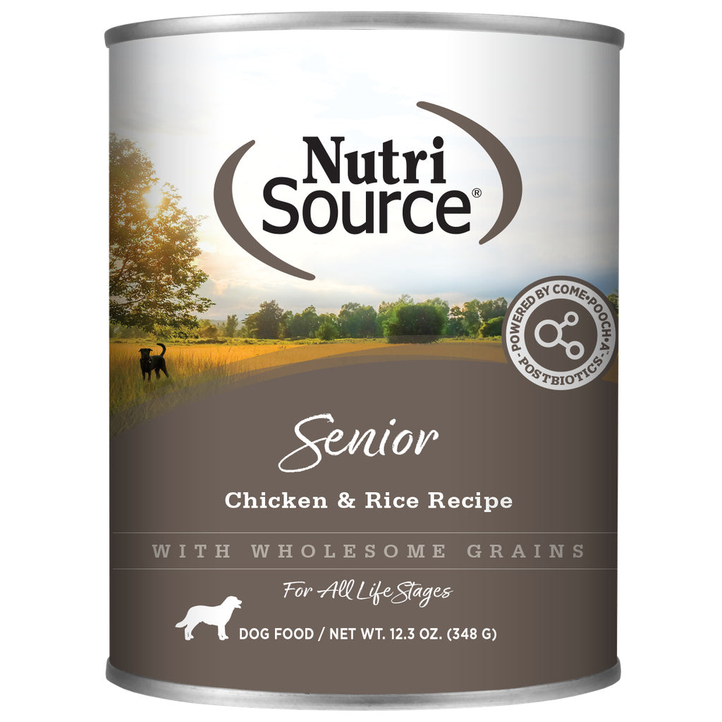 NutriSource Senior Chicken & Rice Wet Dog Food, 12.3 oz Can