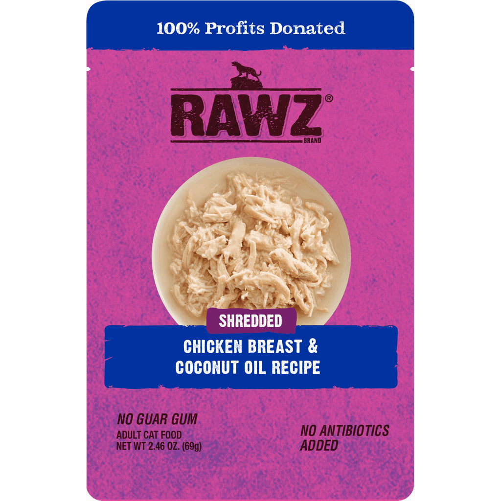Rawz Cat Food Pouch, Chicken Breast & Coconut Oil, 2.46 oz Wet Food