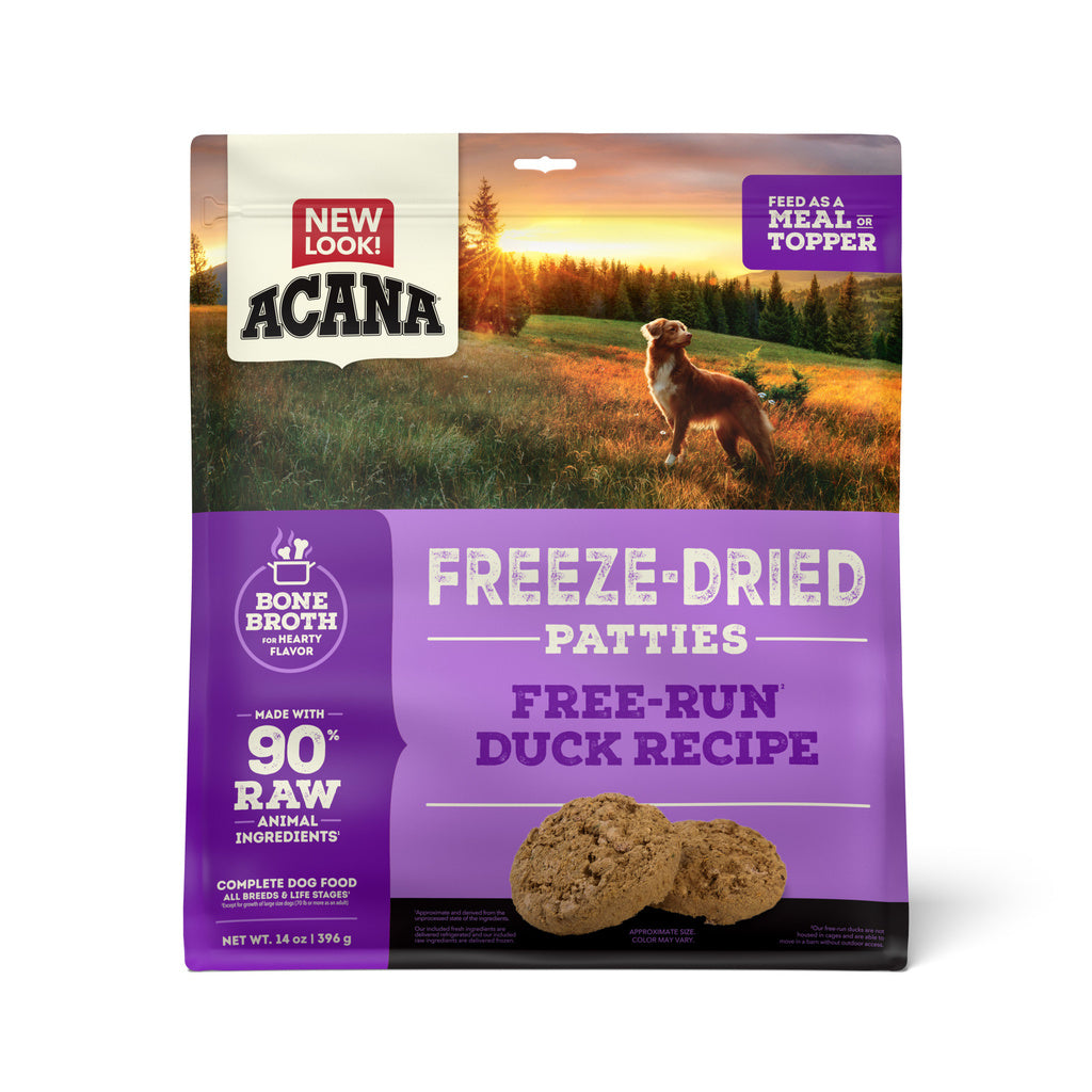 ACANA Freeze-Dried Patties Dog Food, Free-Run Duck Recipe, 14 oz - Grain Free, High Protein Meal & Topper