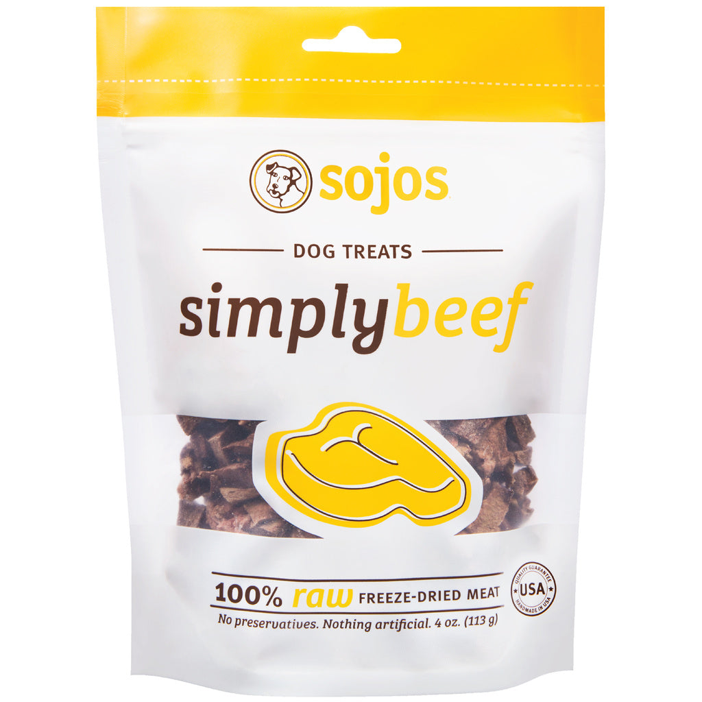 Sojos Simply Beef Freeze-Dried Raw Dog Treats, 4 oz - Grain Free, Natural Meat