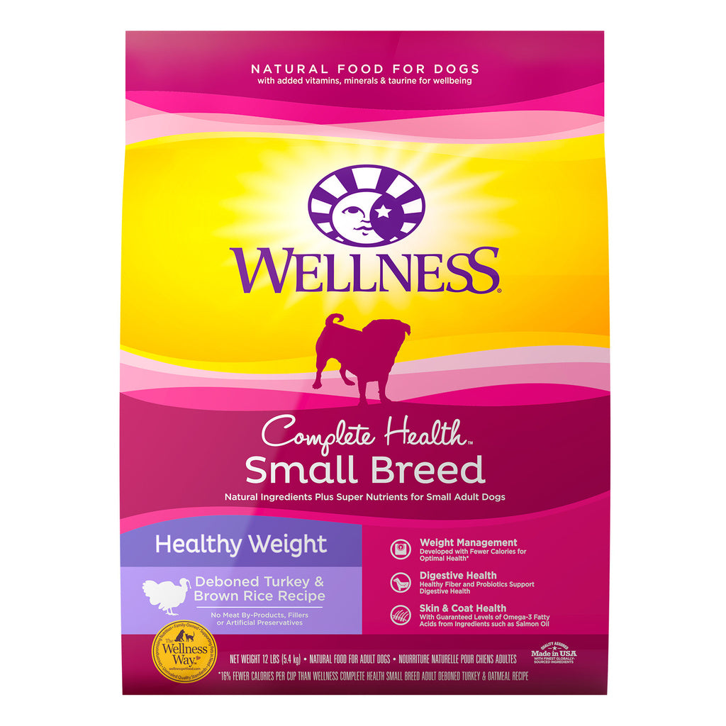 Wellness Complete Health Small Breed Weight Management Dog Food, Turkey & Rice, 12 lb