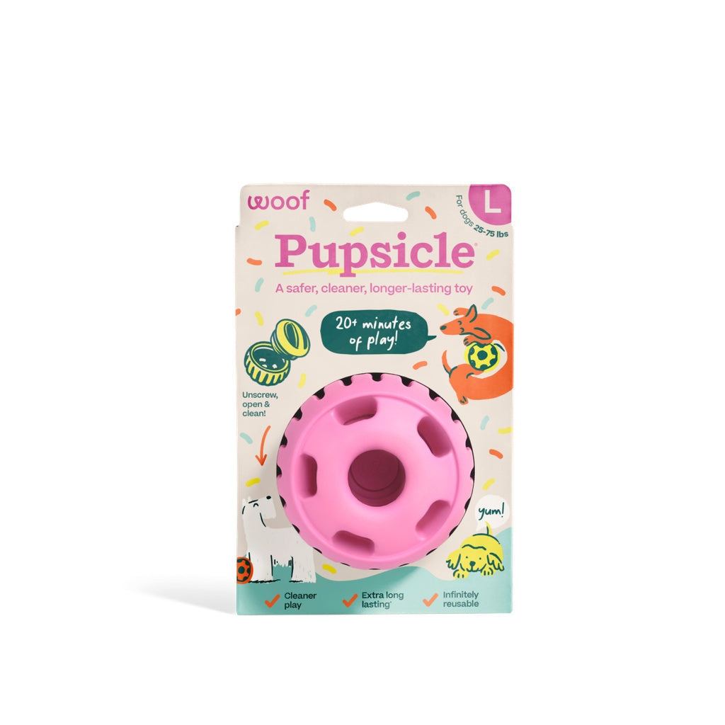 Woof Party Pupsicle - Long-Lasting Interactive Dog Toy - Large - Pink Birthday Pupsicle