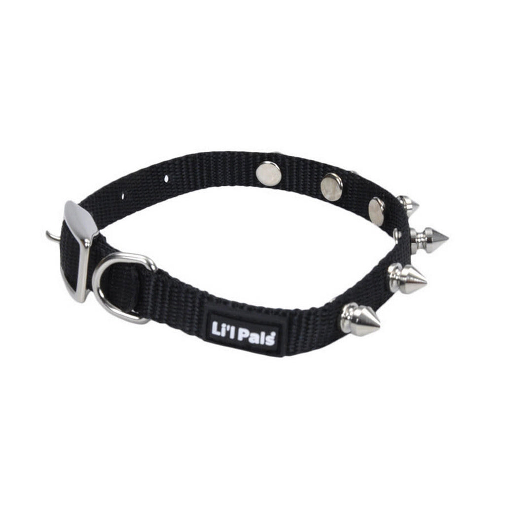 Li'l Pals Spiked Nylon Dog Collar, Black, 3/8" x 6"-8" Puppy/Small Dog Collar