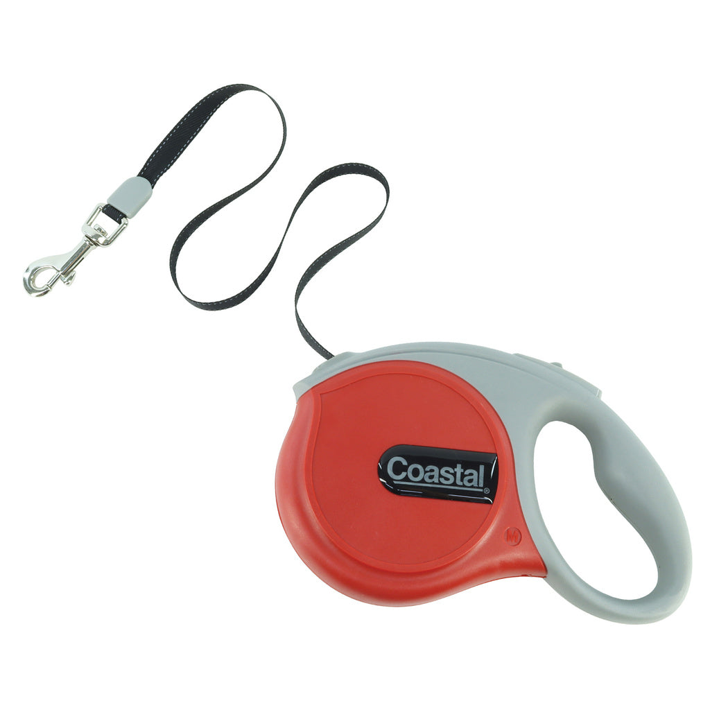 Coastal Power Walker Dog Retractable Leash - Red, Medium, 16 ft, Up to 64 lbs