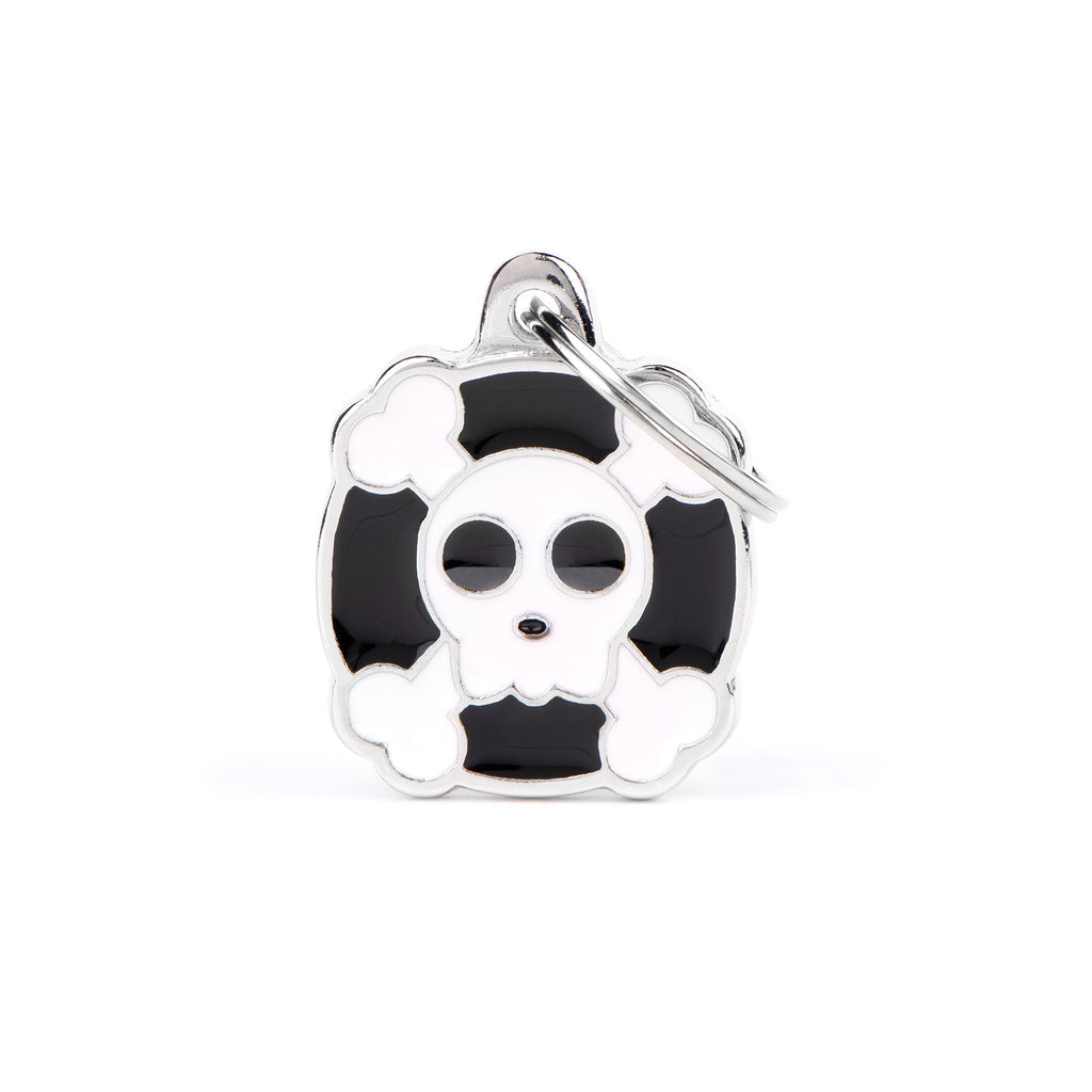 MyFamily Charms Skull Pet ID Tag - Made in Italy, Engravable Dog/Cat Tag