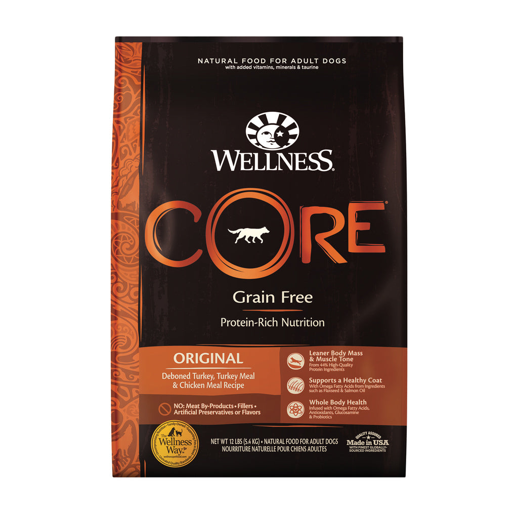 Wellness CORE Grain-Free Original Turkey & Chicken Recipe Dry Dog Food, 12 lb Bag