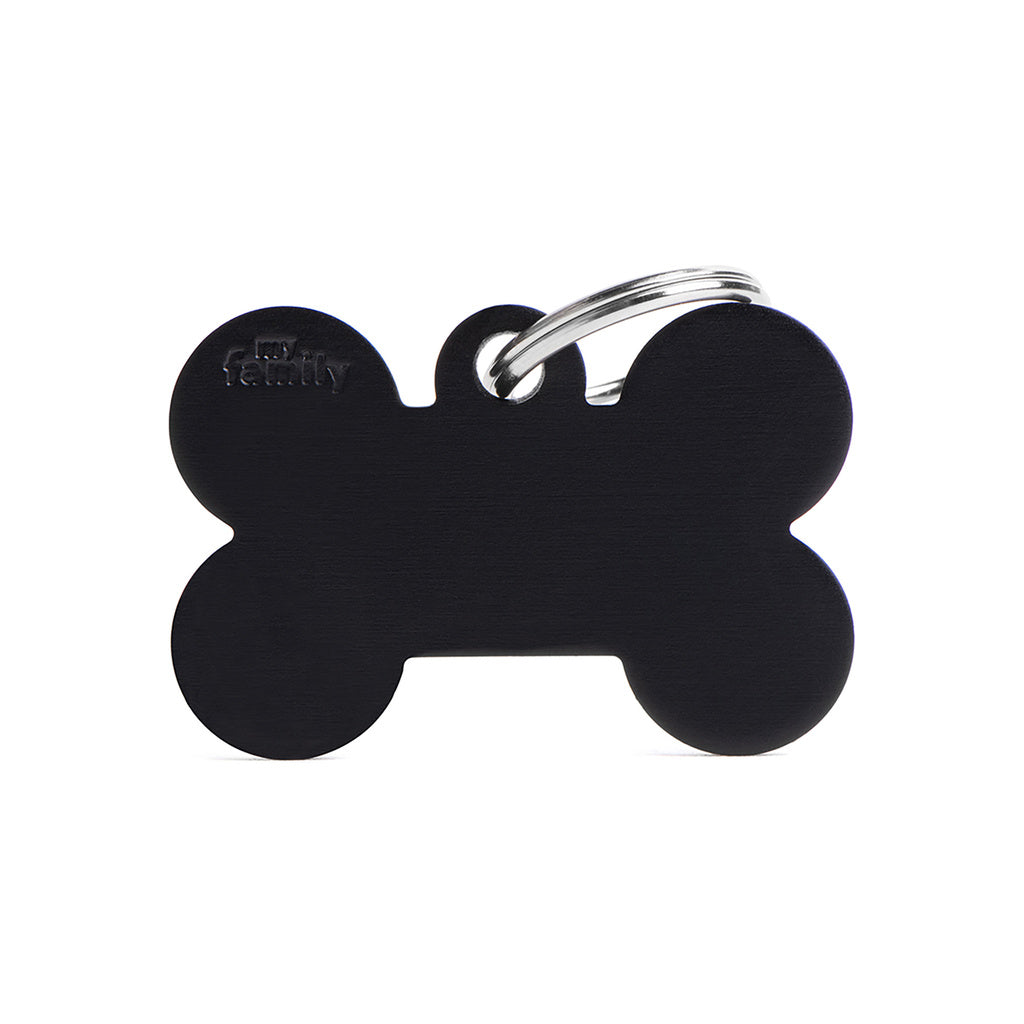 MyFamily Basic Big Bone Pet ID Tag, Black Aluminum, Engravable
