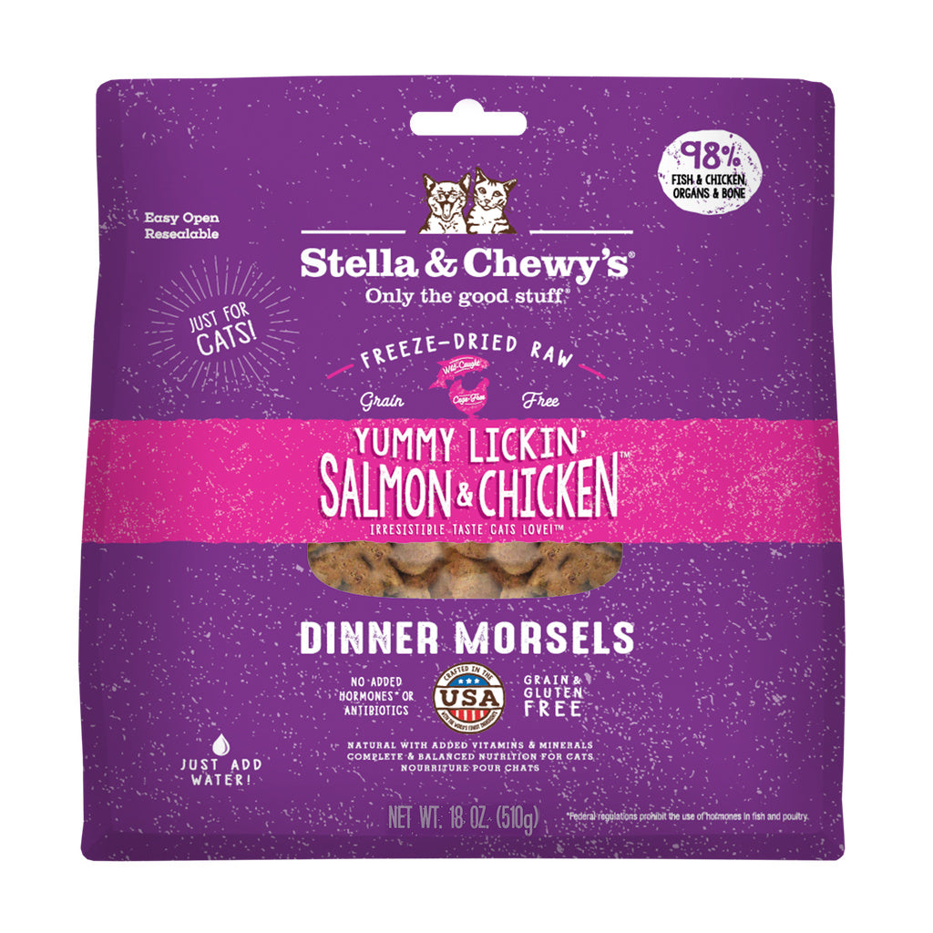 Stella & Chewy's Freeze-Dried Raw Cat Food Dinner Morsels, Salmon & Chicken, 18 oz