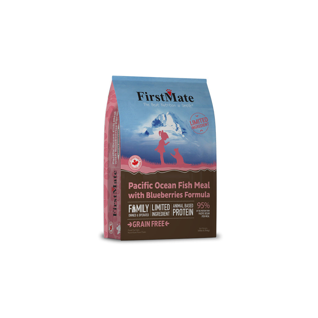 FirstMate Pacific Ocean Fish Meal with Blueberries Cat Food, 10 lb, Grain-Free LID