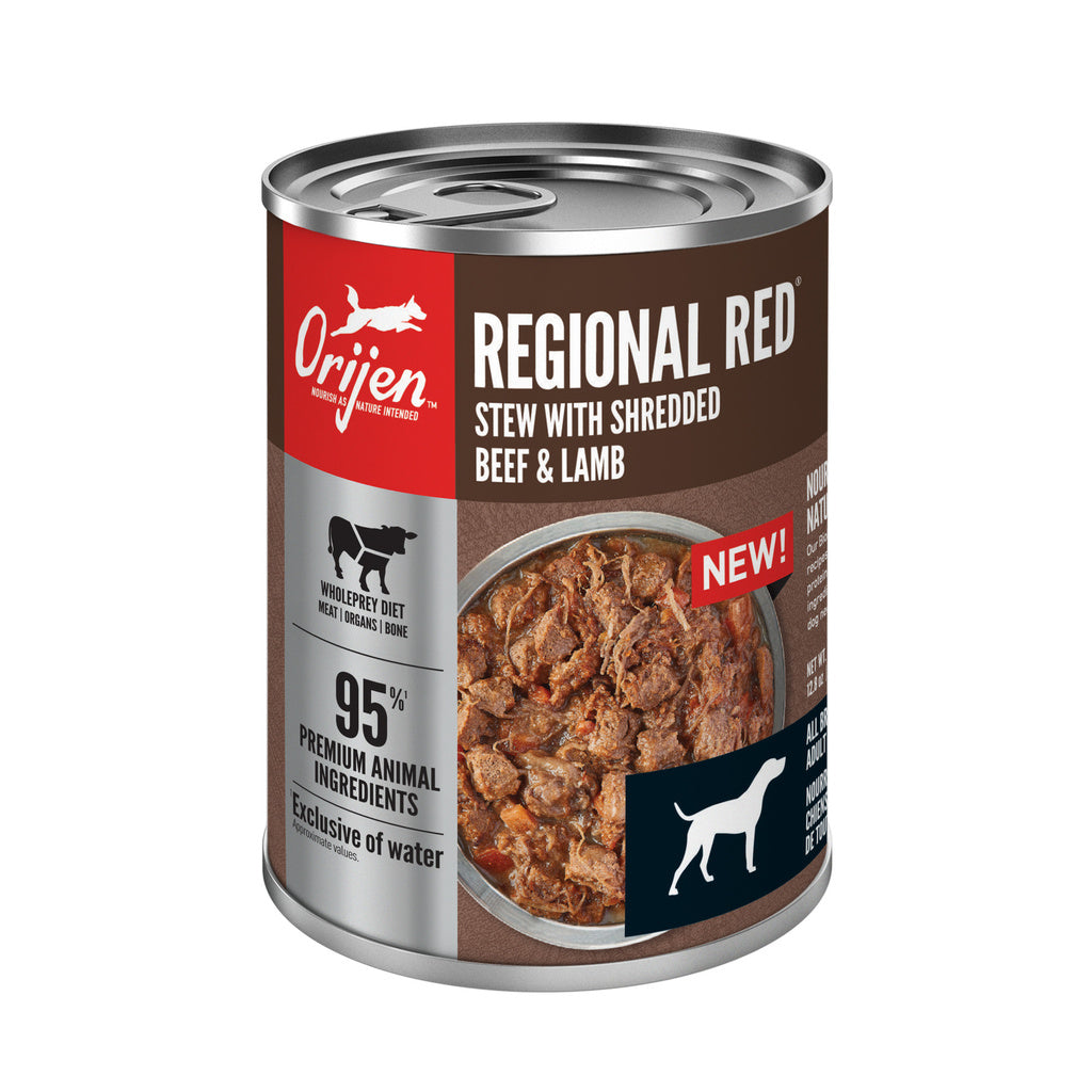 ORIJEN Regional Red Stew Wet Dog Food - Shredded Beef & Lamb, Grain-Free, 12.8 oz Can
