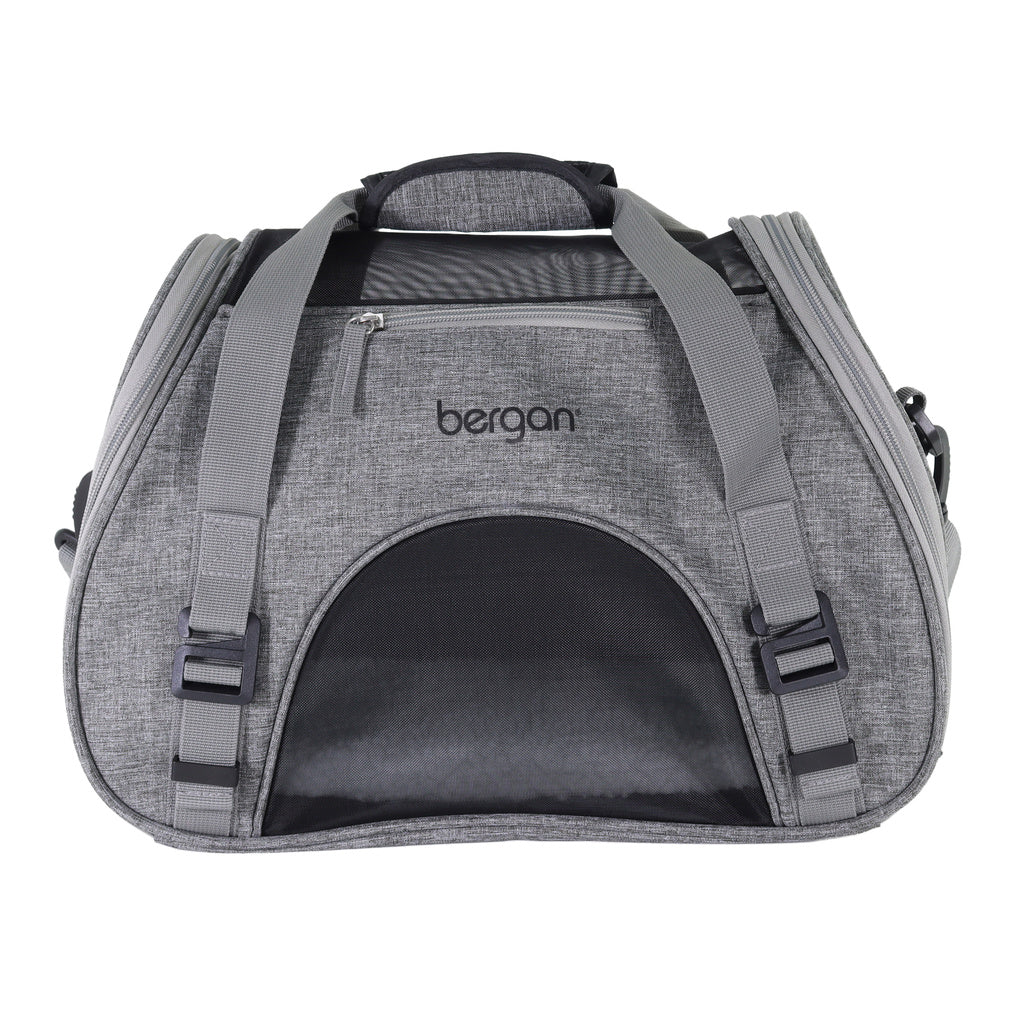Bergan Comfort Carrier Small, Grey - 16" x 8" x 11" - Pet Travel Carrier