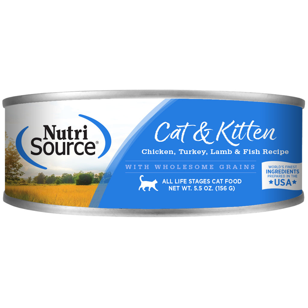 NutriSource Cat & Kitten Food, Chicken Turkey Lamb & Fish Recipe, 5.5 oz Can