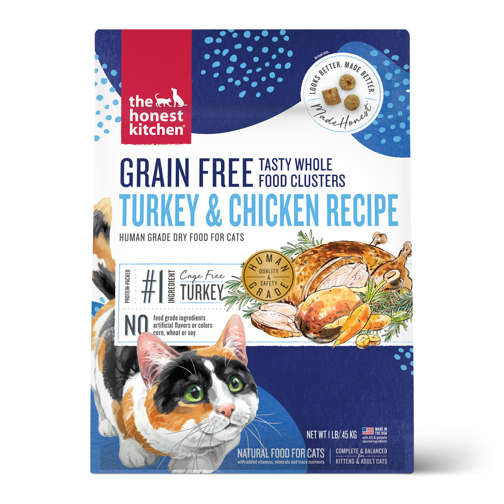 The Honest Kitchen Grain-Free Turkey & Chicken Clusters Dry Cat Food, 1 lb