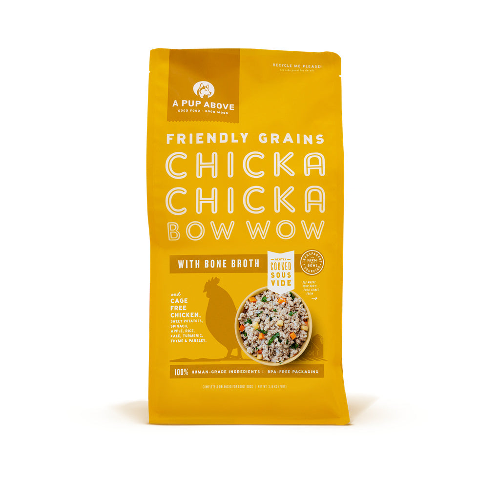 A Pup Above Chicka Chicka Bow Wow Gently Cooked Dog Food - Chicken, Spinach, Apple Recipe - 7 lb Bag