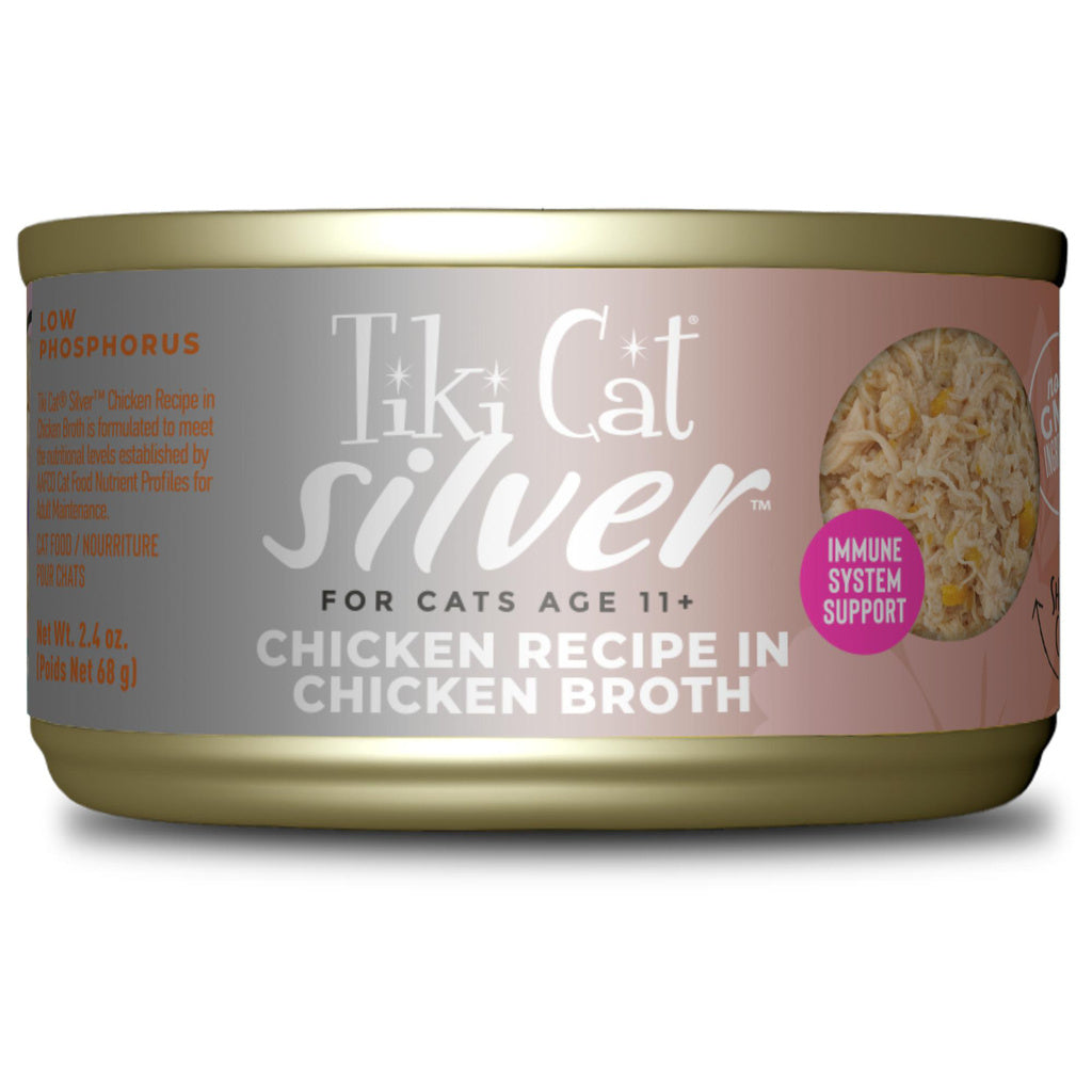 Tiki Cat Silver Senior Chicken in Broth Wet Cat Food, 2.4 oz Can