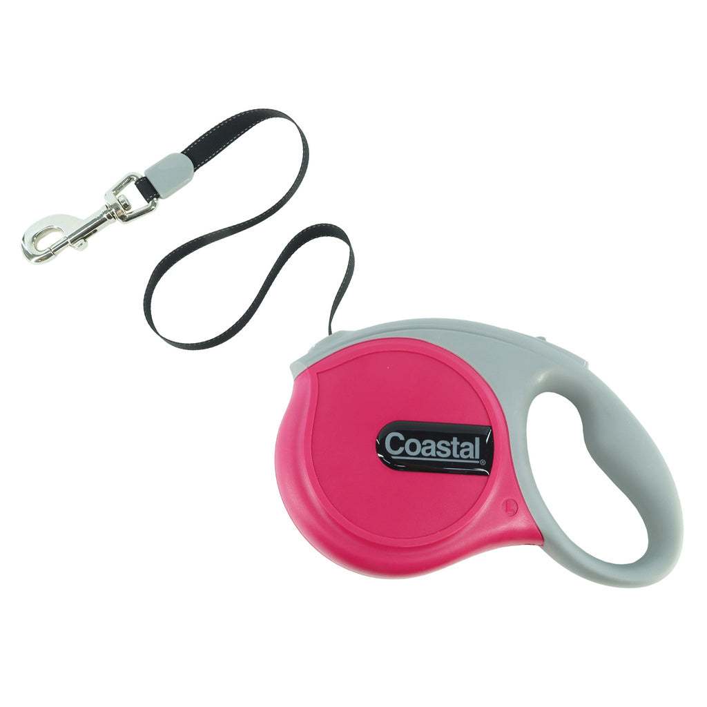 Coastal Power Walker Retractable Dog Leash Pink 16 ft Small